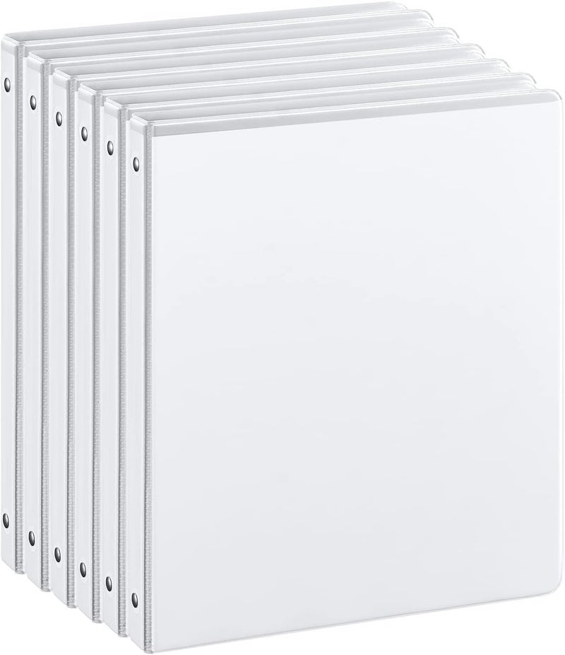 SUIN 0.5-inch 3-Ring Binder with 2 Interior Pockets, 0.5'' Basic Binders Holds US Letter Size 8.5'' x 11''for Office/Home/Back to School, 6 Pack (White) - Image 1